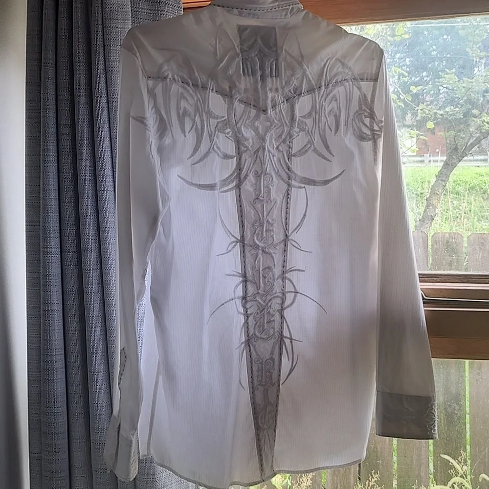 Early 2000's vintage Men's embroidered shirt - size medium - Picture 2 of 4